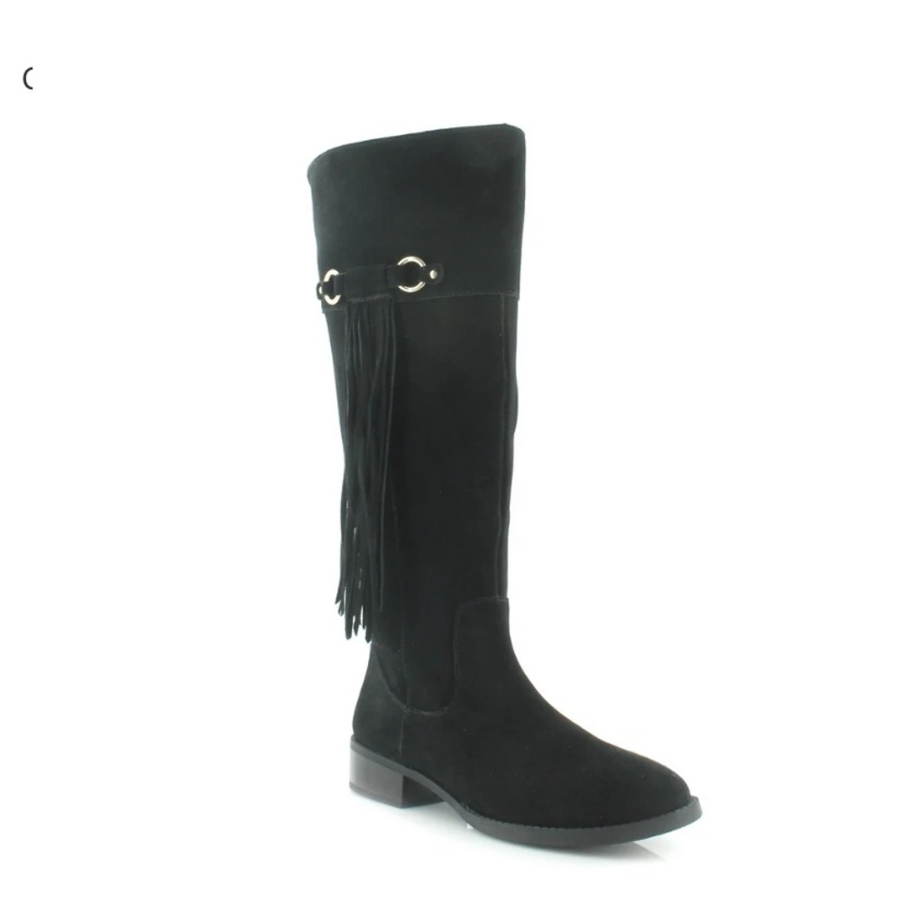 INC fringe leather upper boots